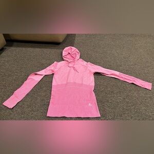 EUC Women's RBX Pink Hooded M Long Sleeve Top Shirt Pull Over Rib compression